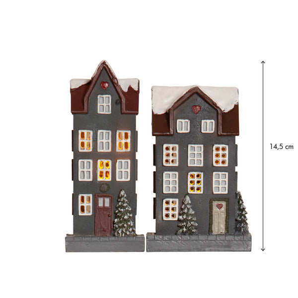 Inomhusdekoration Hus Grå 2-pack