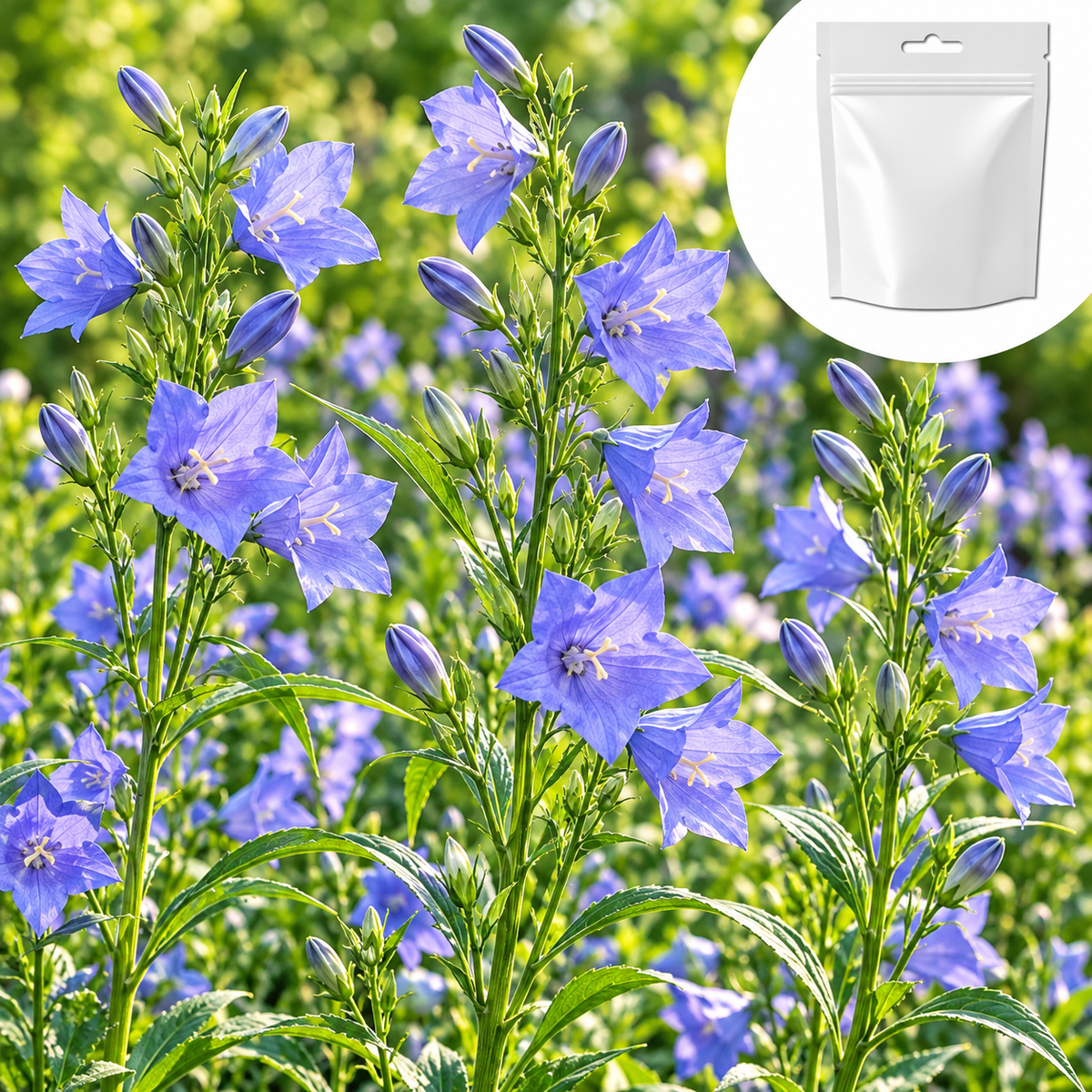 Blåklocka 'Big Blue Bells' - Vit fröpåse
