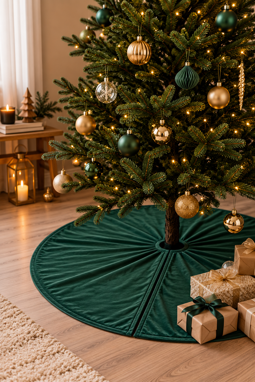 Julgransmatta 'Velour' M - Grön