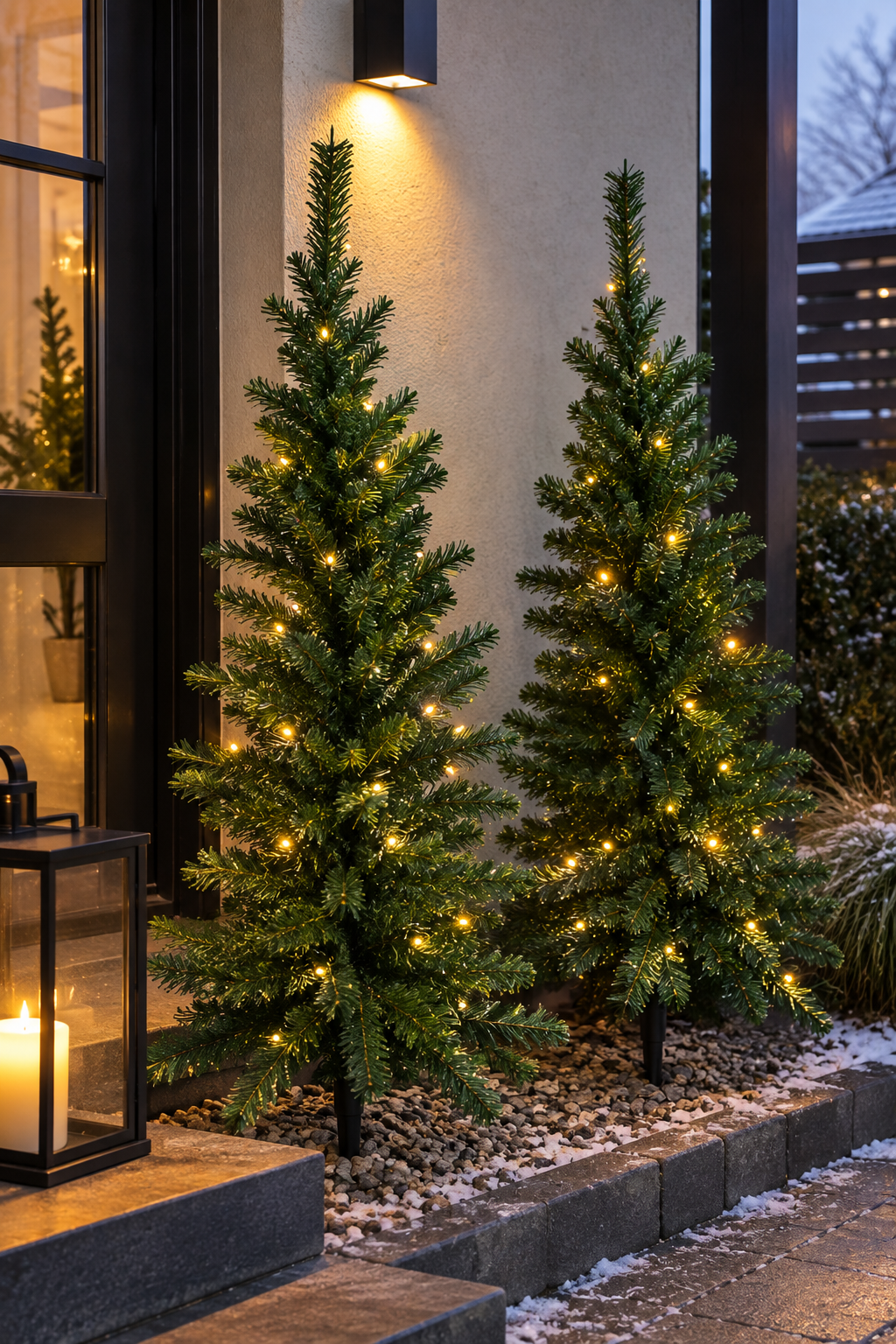 Konstgran på spjut 2-p 120cm Inkl LED belysning