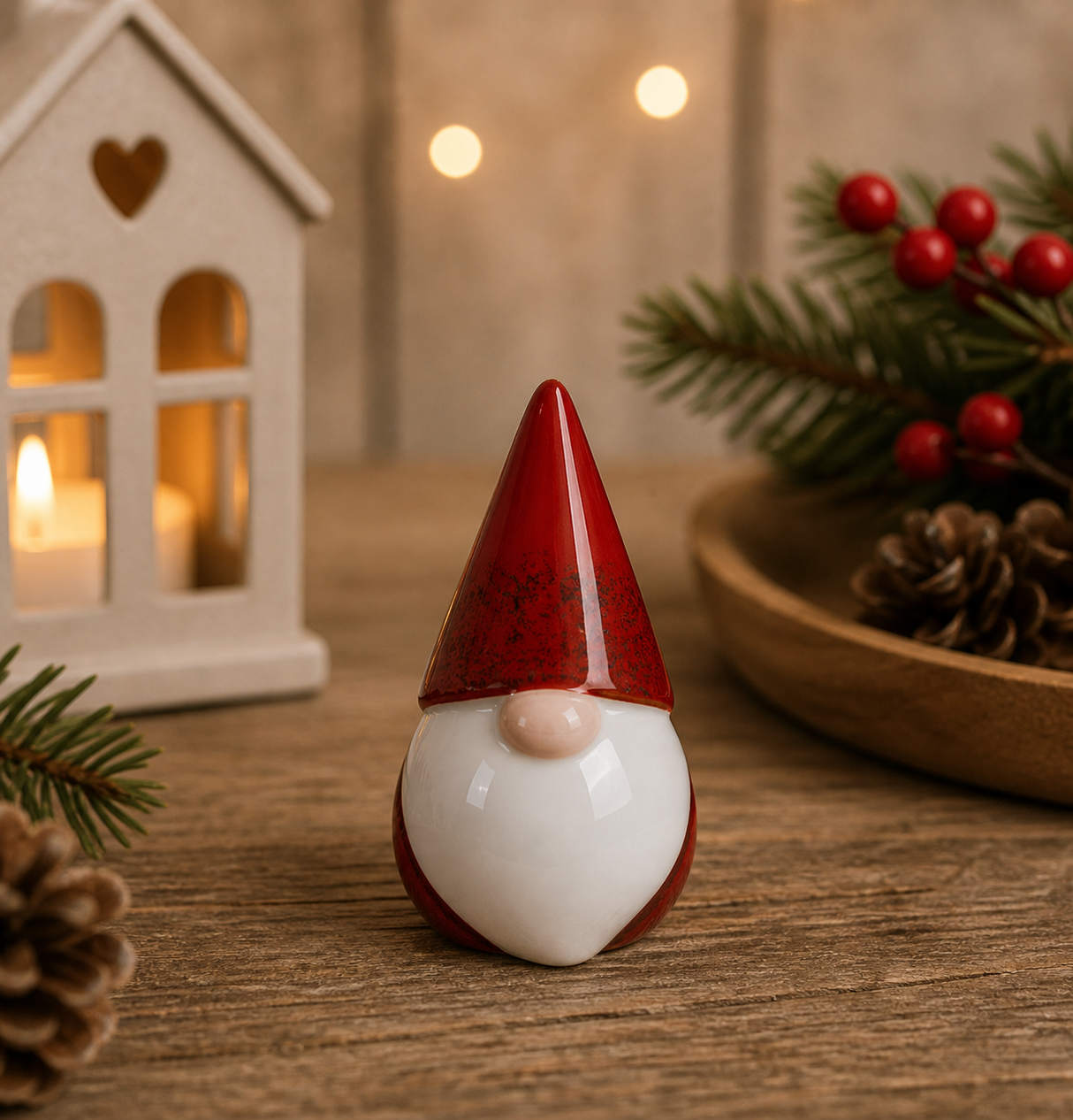 Tomte med luva Keramik H11cm