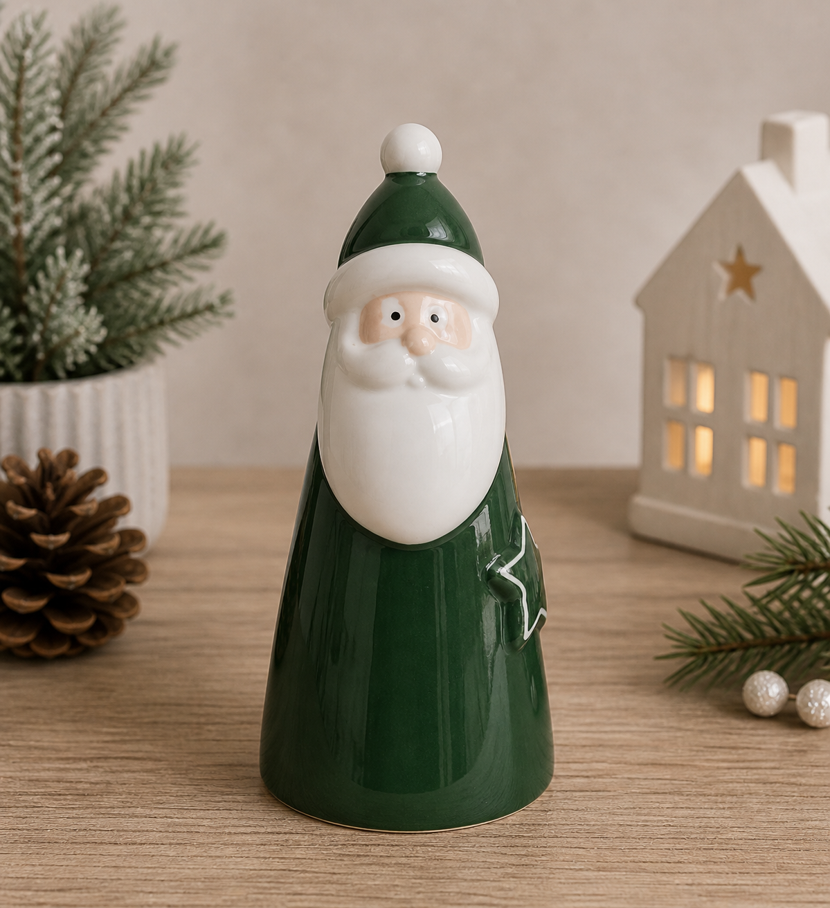 Tomte Grön 'Star' Keramik H14cm