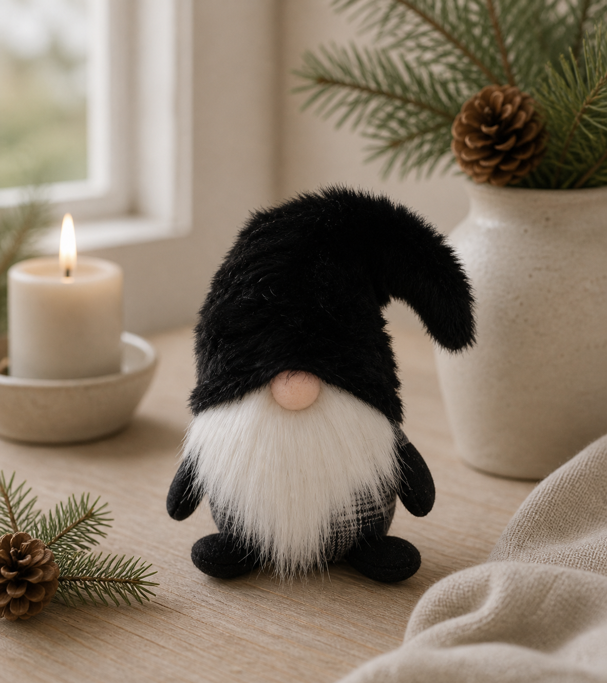 Tomte Svartvit 18cm