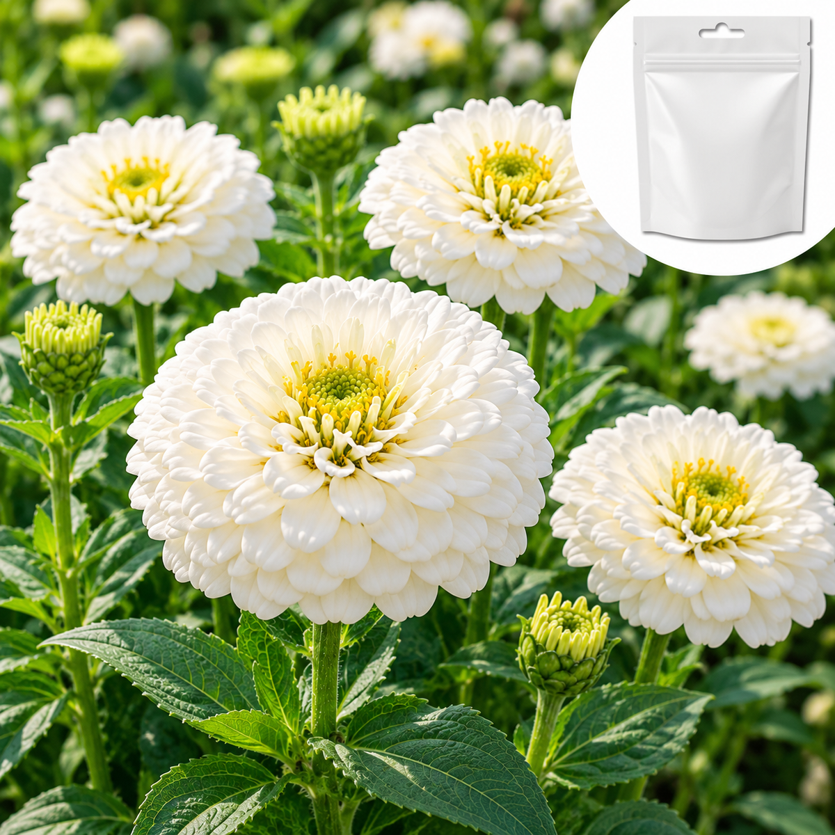 Zinnia 'Grace' - Vit fröpåse