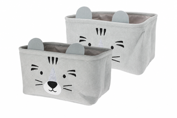 set med 2 rectangular corduroy baskets grå