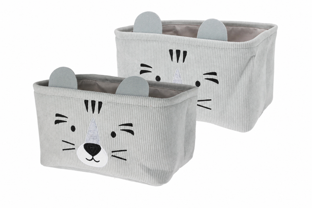 set med 2 rectangular corduroy baskets grå
