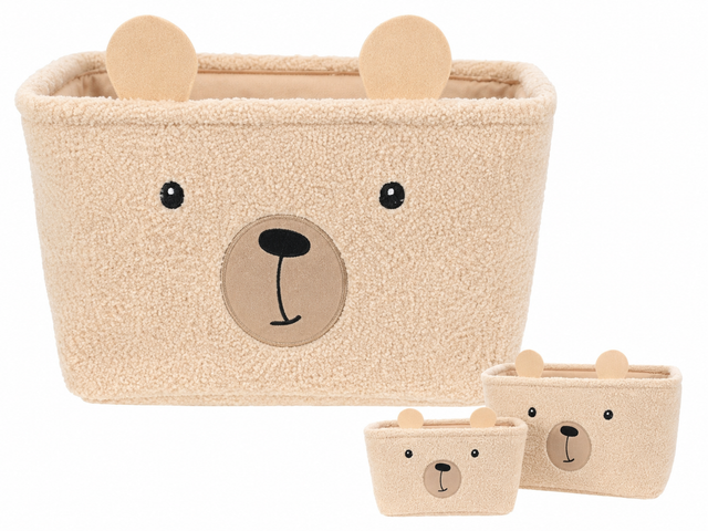 Förvaringskorg med djurmotiv beige