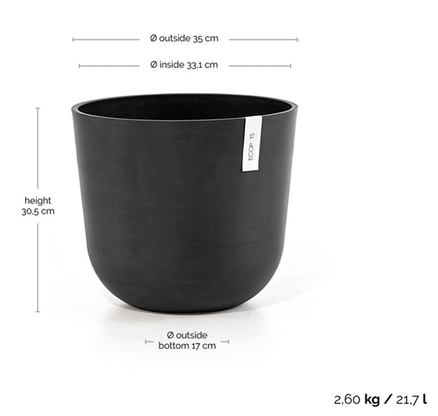 Kruka 'Oslo 35' Dark Grey D35cm