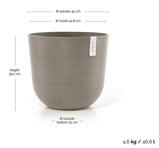 Kruka 'Oslo 45' Taupe D45cm