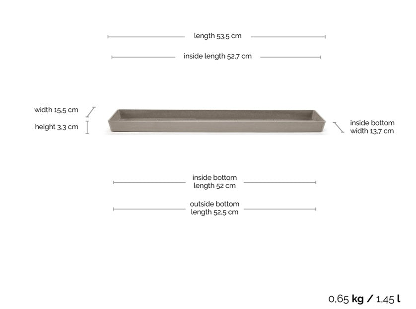 Krukfat 'Rectangular 55' L53,5cm Taupe