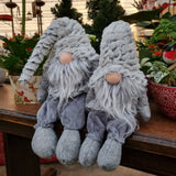 Tomte med luva sittande Grå/Vit Stor