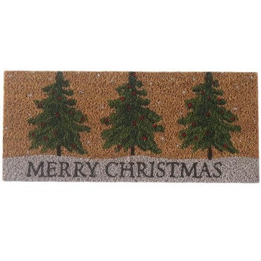 Dörrmatta 'Merry Christmas with Trees' 23x53cm