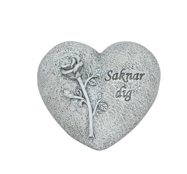 Hjärta med ros 'Saknar dig' 10cm