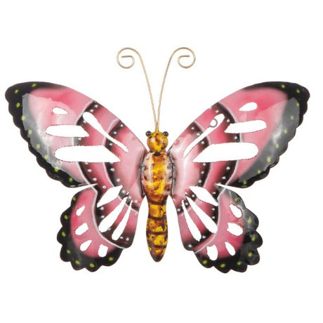 Fjäril i Hamrad Plåt 38x26cm Rosa