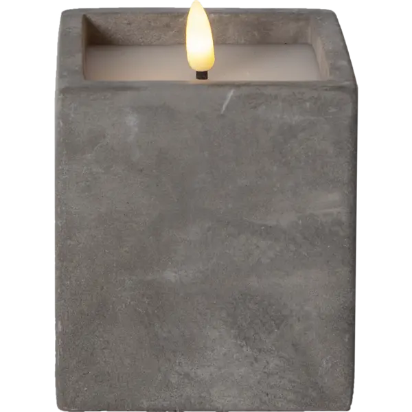 LED Blockljus Flamme Cem Grå 9x11,5 cm