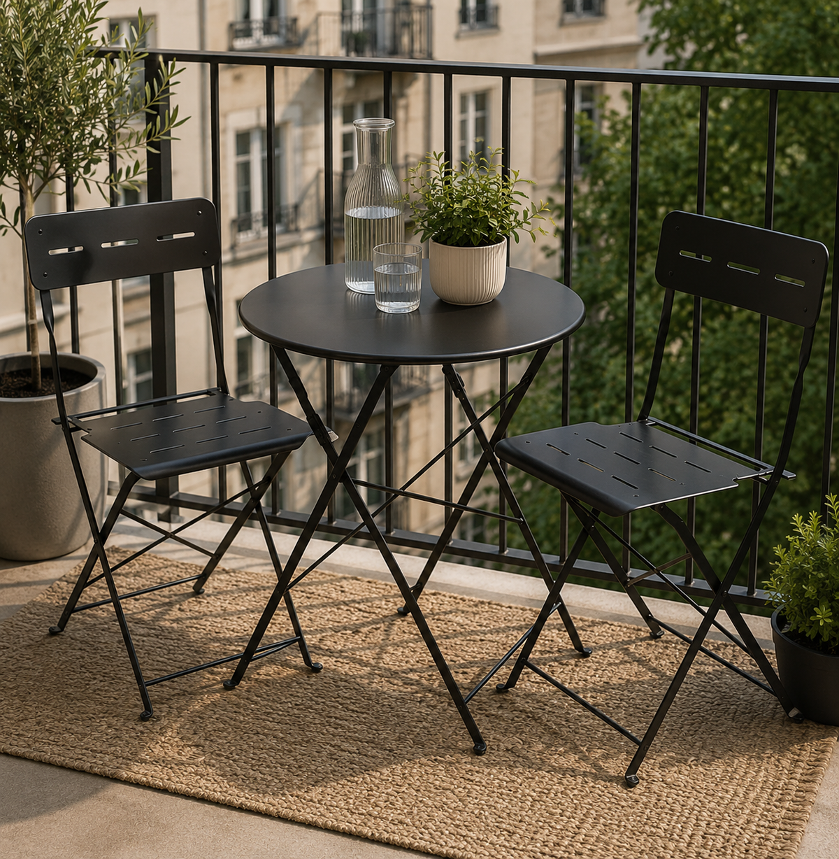 Bistroset för balkong & uteplats – Svart