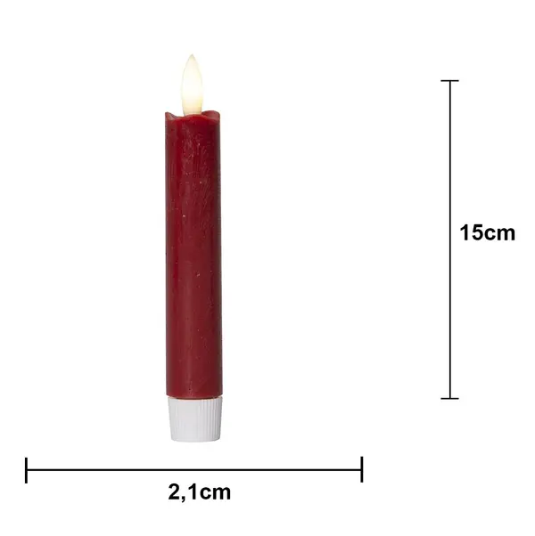 LED Antikljus 2-pack Flamme Rustic Röd 15 cm