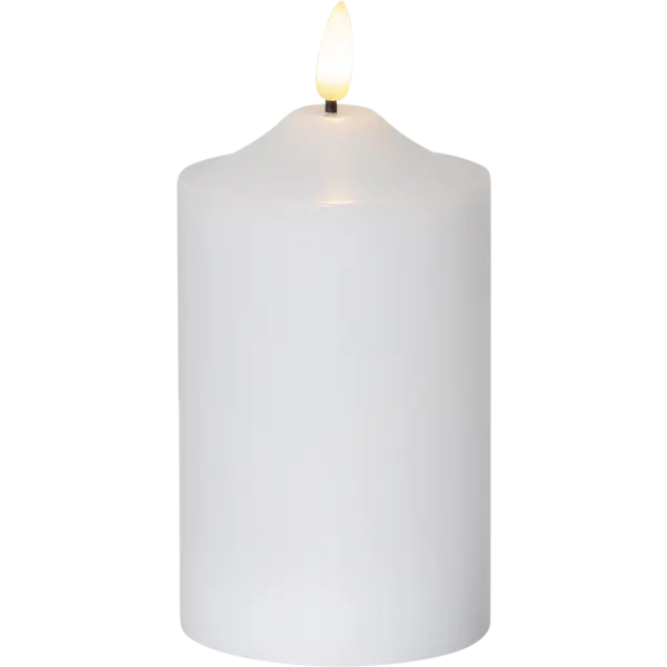 LED Blockljus Flamme Top Vit 7,5x15 cm