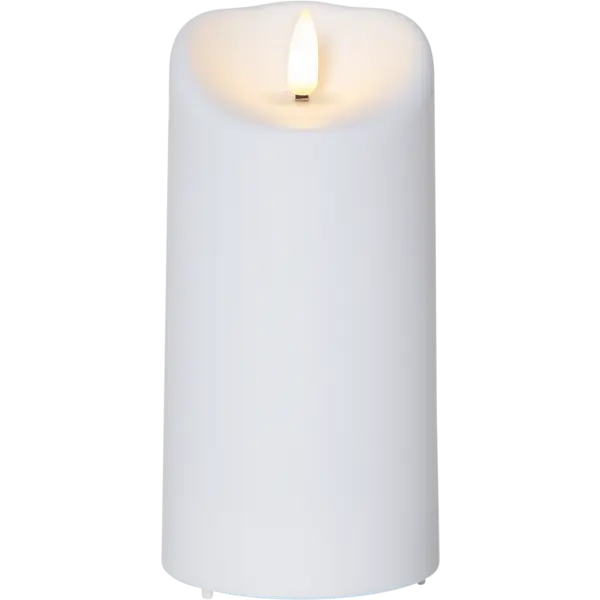 LED Blockljus Flamme Vit 7,5x15 cm