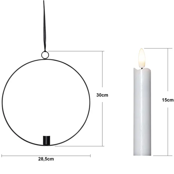 Inomhusdekoration Flamme Ring Svart hängande 30 cm