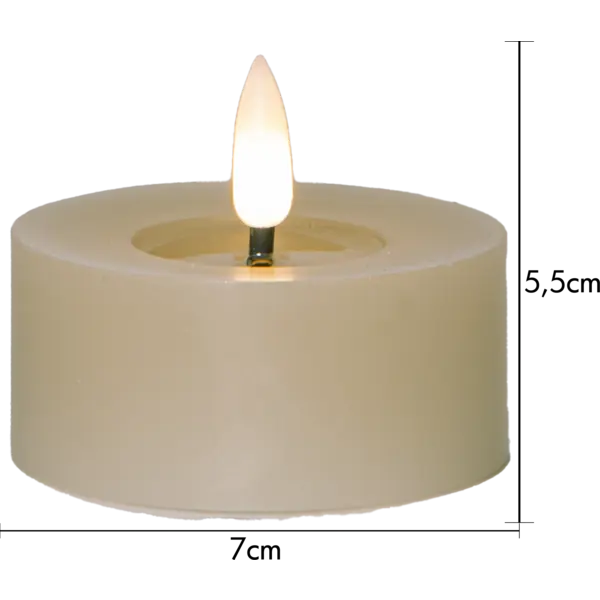 LED Värmeljus 2-pack Flamme Flow Beige 7x5,5 cm