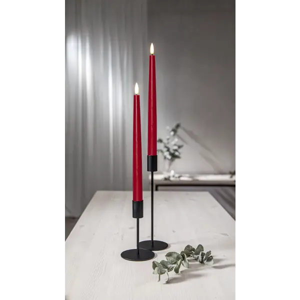 LED Antikljus 2-pack Flamme Slim Röd 28,5 cm