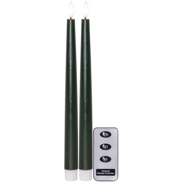 LED Antikljus 2-pack Flamme Slim Grön 28,5 cm