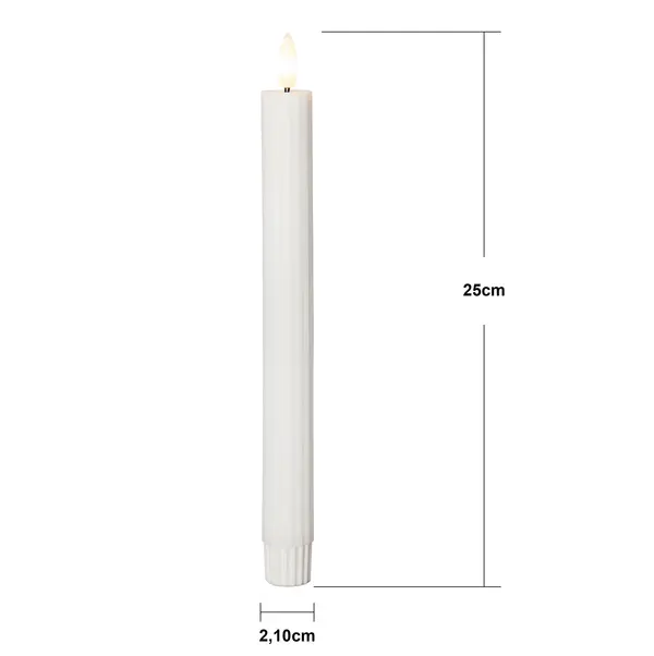 LED Antikljus 2-pack Flamme Stripe Vit 25 cm