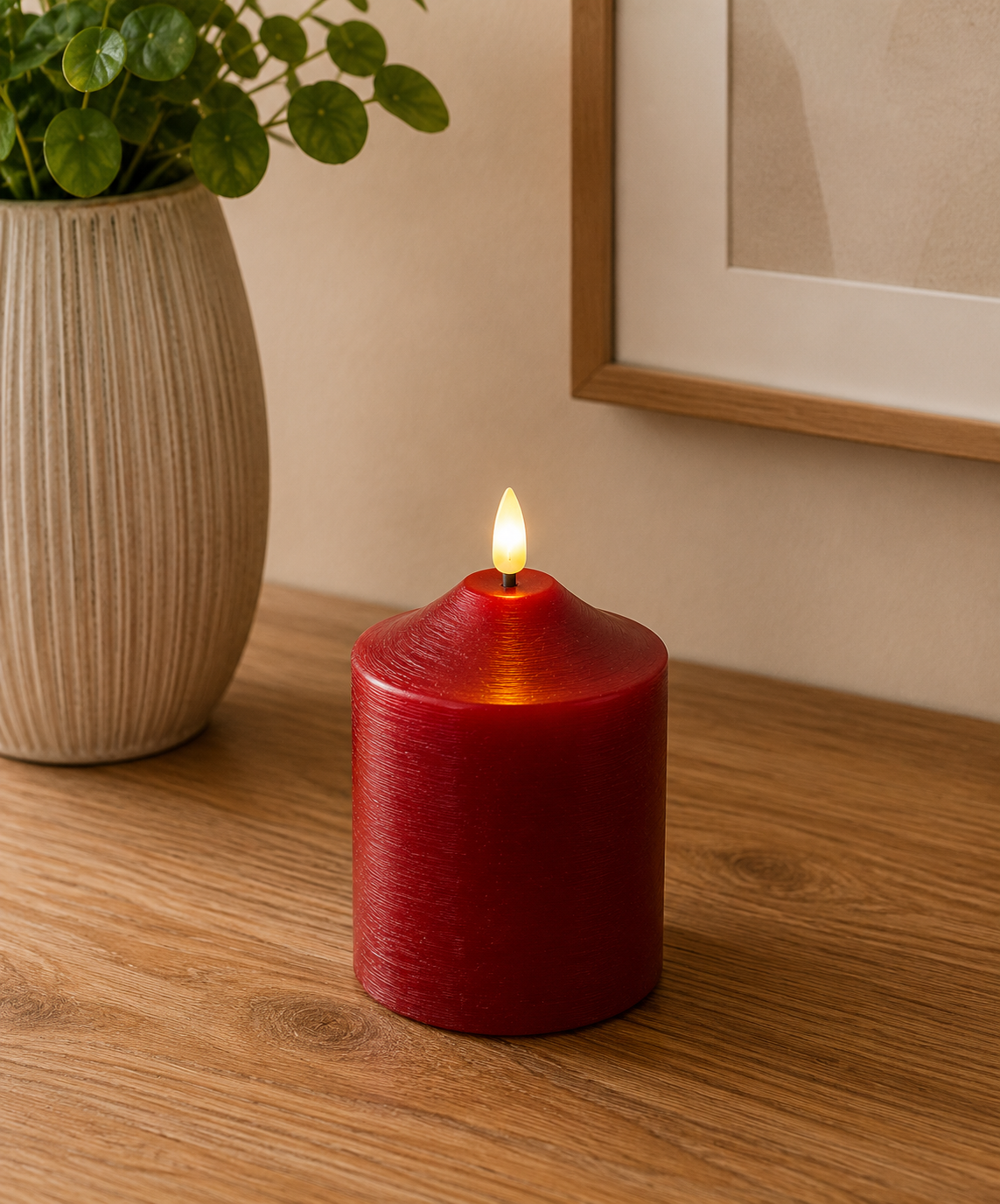 Blockljus LED 'Flamme' Röd H12cm