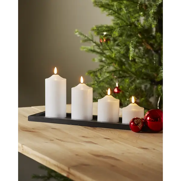 LED Blockljus Flamme Top Vit 7,5x17 cm