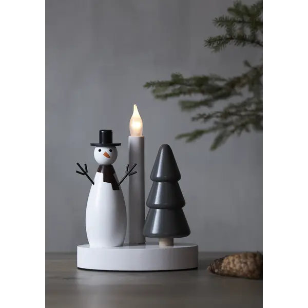 Ljusstake Christmas Joy Vit snögubbe 1L