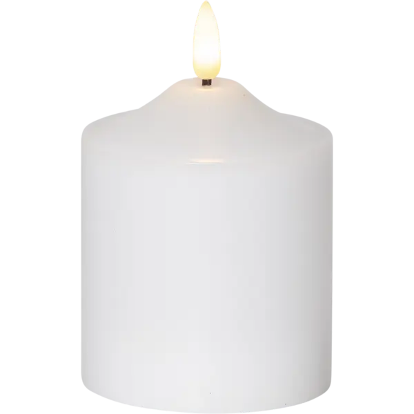 LED Blockljus Flamme Top Vit 7,5x12 cm