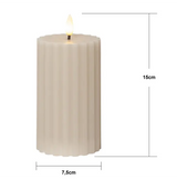 LED Blockljus Flamme Stripe Beige 7,5x15 cm
