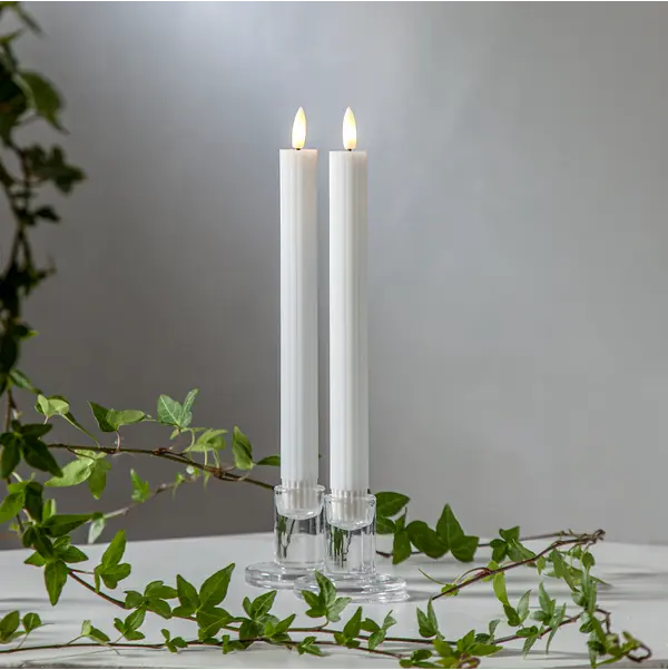 LED Antikljus 2-pack Flamme Stripe Vit 25 cm