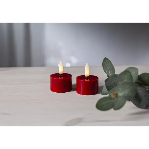 LED Värmeljus 2-pack Flamme Flow Röd 4x5 cm