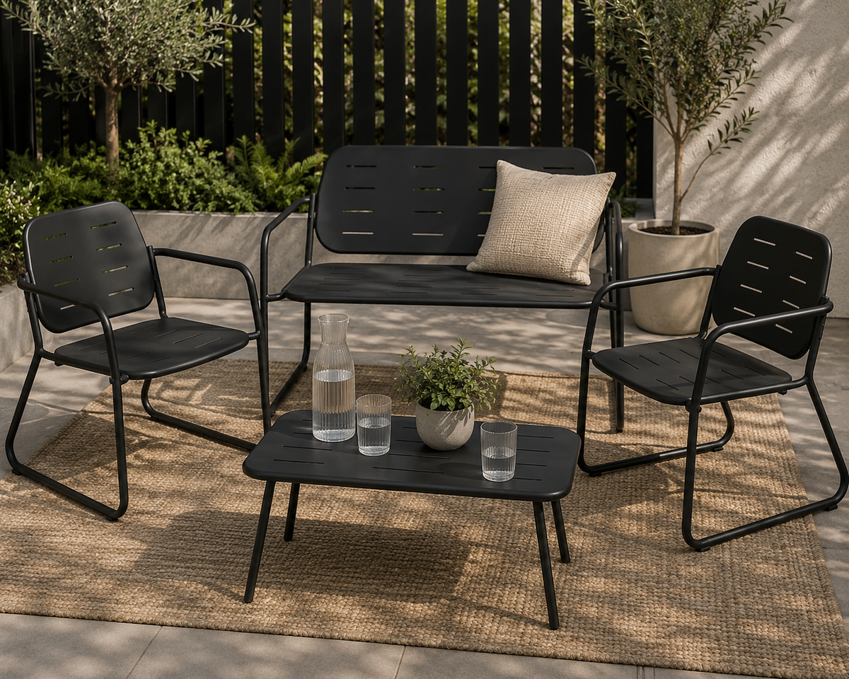 Loungegrupp för uteplats – Svart