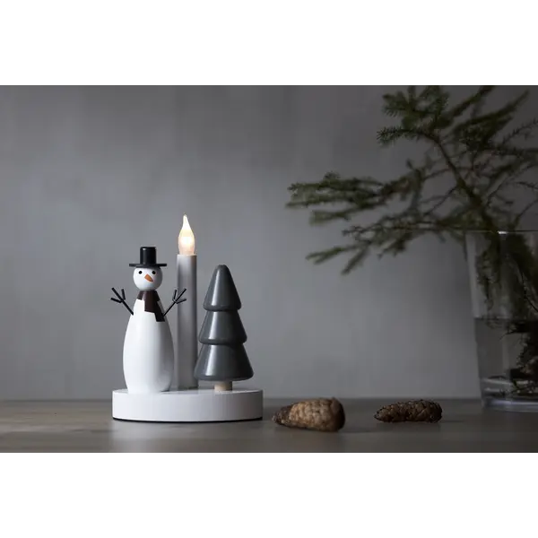 Ljusstake Christmas Joy Vit snögubbe 1L