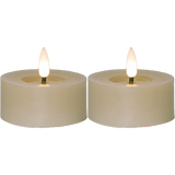 LED Värmeljus 2-pack Flamme Flow Beige 7x5,5 cm