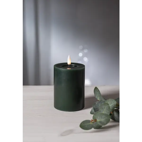 LED Blockljus Flamme Flow Grön 7,5x12,5 cm