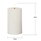 LED Blockljus Flamme Stripe Vit 7,5x15 cm