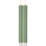 LED Antikljus 2-pack Flamme Stripe Grön 25 cm