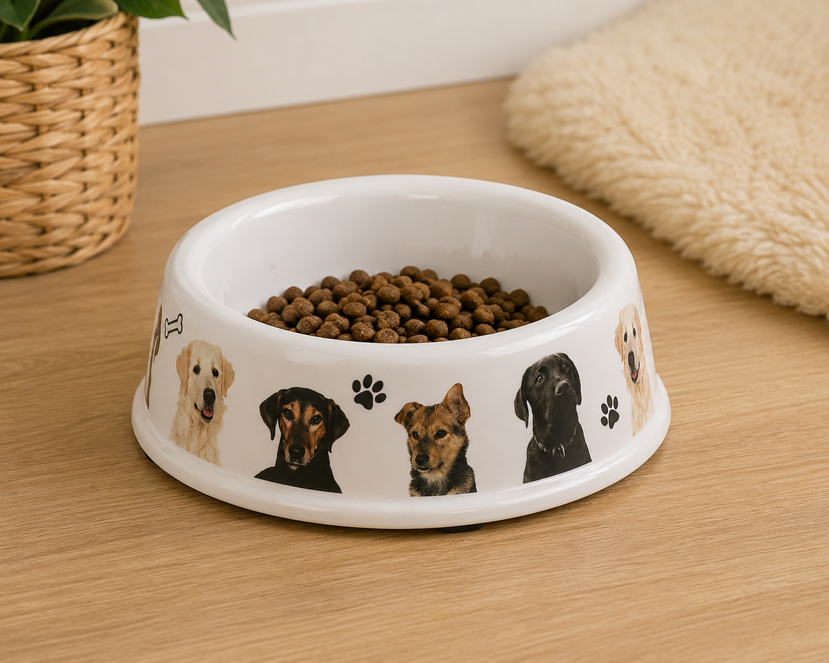Matskål med hundmotiv