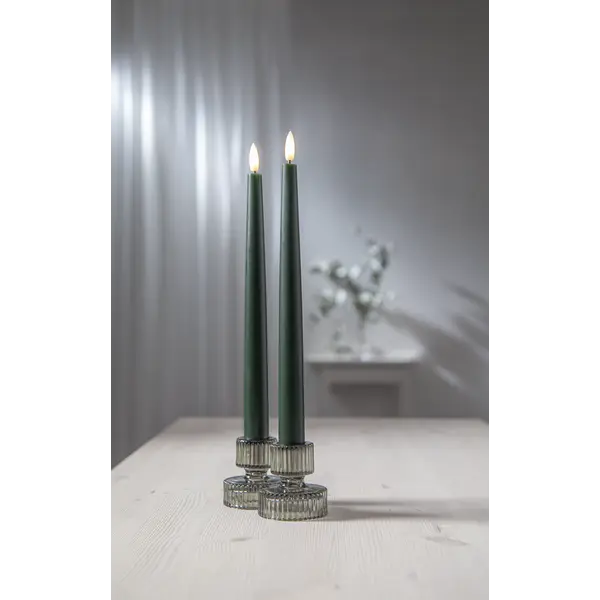 LED Antikljus 2-pack Flamme Slim Grön 28,5 cm