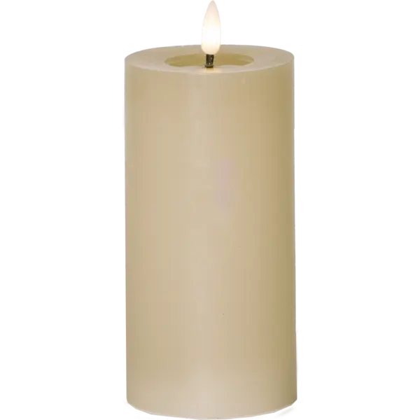 LED Blockljus Flamme Flow Beige 7,5x17,5 cm