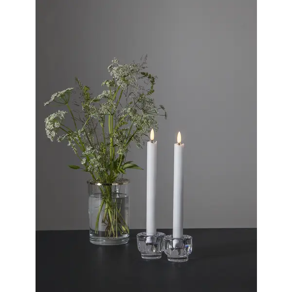 LED Antikljus 2-pack Flamme Rustic Vit 25 cm