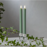 LED Antikljus 2-pack Flamme Stripe Grön 25 cm