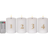LED Blockljus 4-pack Flamme Advent Vit 7,5x12,5 cm