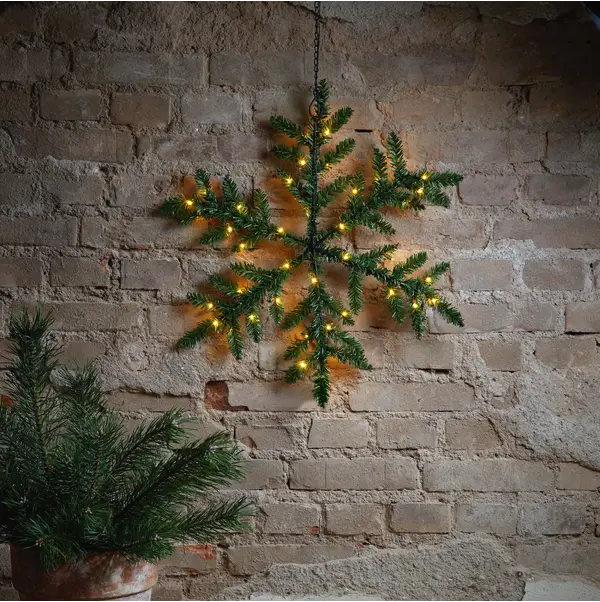 Krans Snowflake Grön 63 cm 42 L ww BO