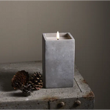 LED Blockljus Flamme Cem Grå 9x16,5 cm