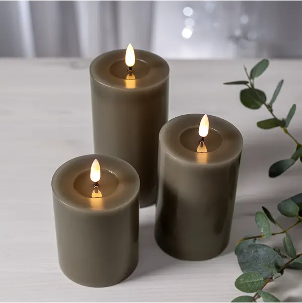 LED Blockljus Flamme Flow Mullvad 7,5x17,5 cm